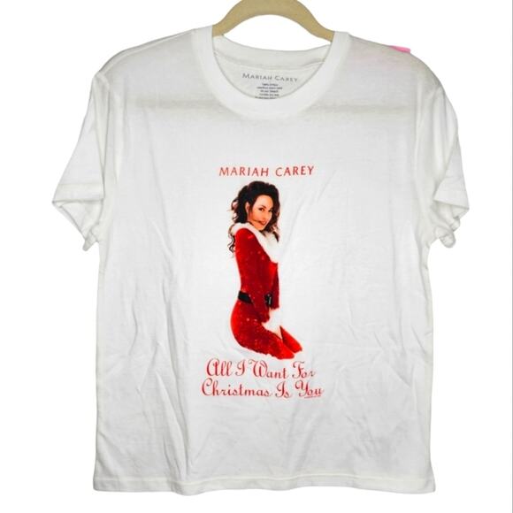 Mariah Carey All I Want For Christmas is You Short Sleeve 100% Cotton Tee Small - Picture 1 of 5